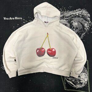 Women's White and Cream Hoodie